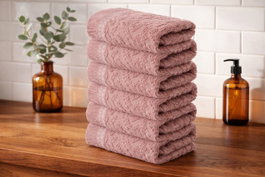 Mijolnir Juego de toallas de lavado Textured - Dusty Rose de 6 piezas